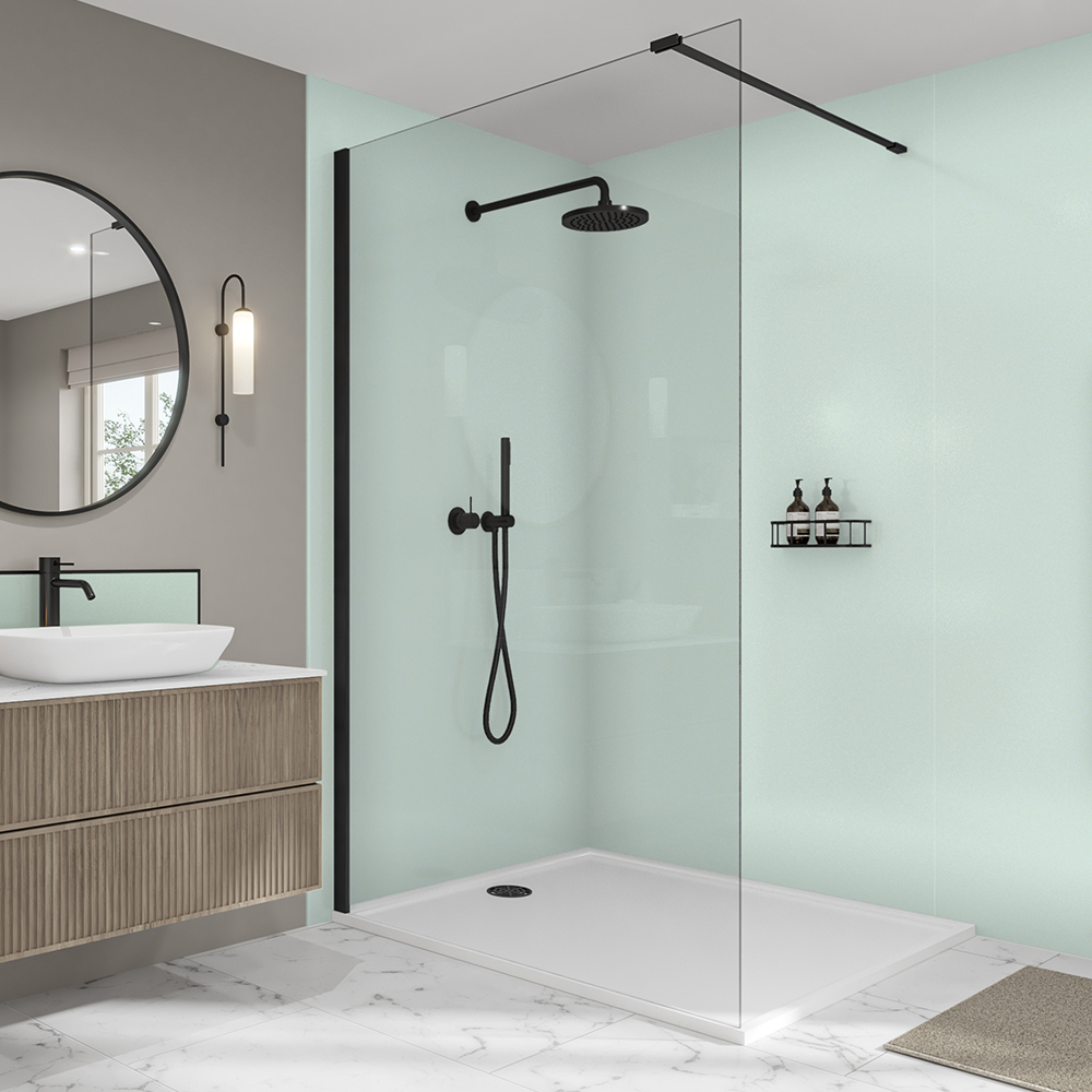 Image of Mermaid Elite Pistachio Post Form 10mm Single Shower Panel - 2420 x 1200mm