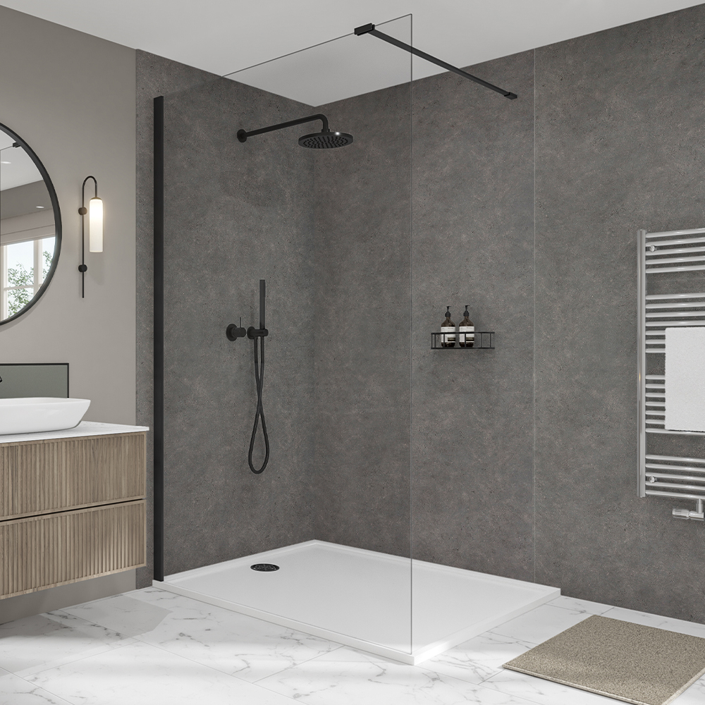 Mermaid Elite Soft Basalt Tongue & Groove 10mm Single Shower Panel - 2420 x 1200mm