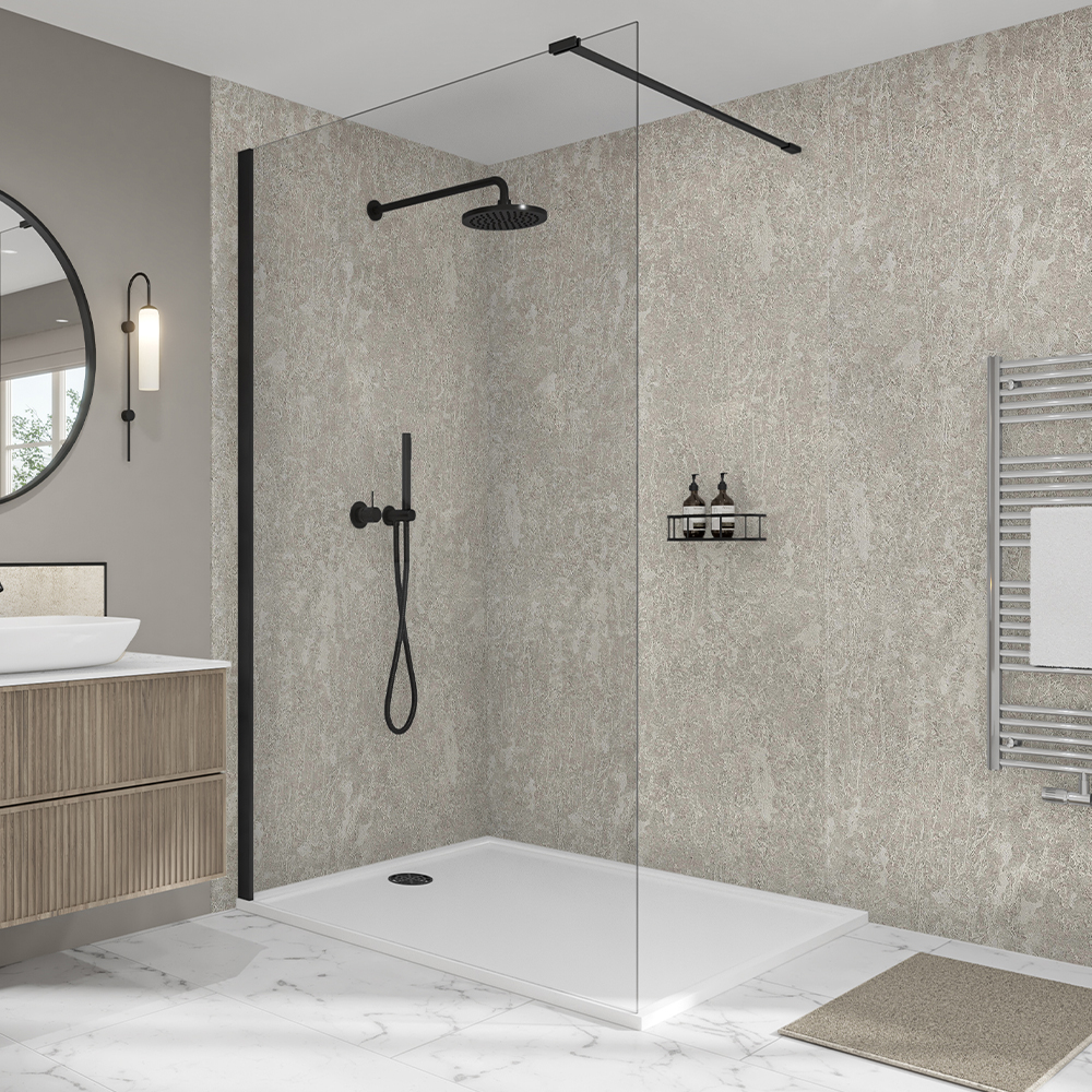 Image of Mermaid Elite Light Shale 3 Sided Shower Panel Kit - 1200 x 900mm