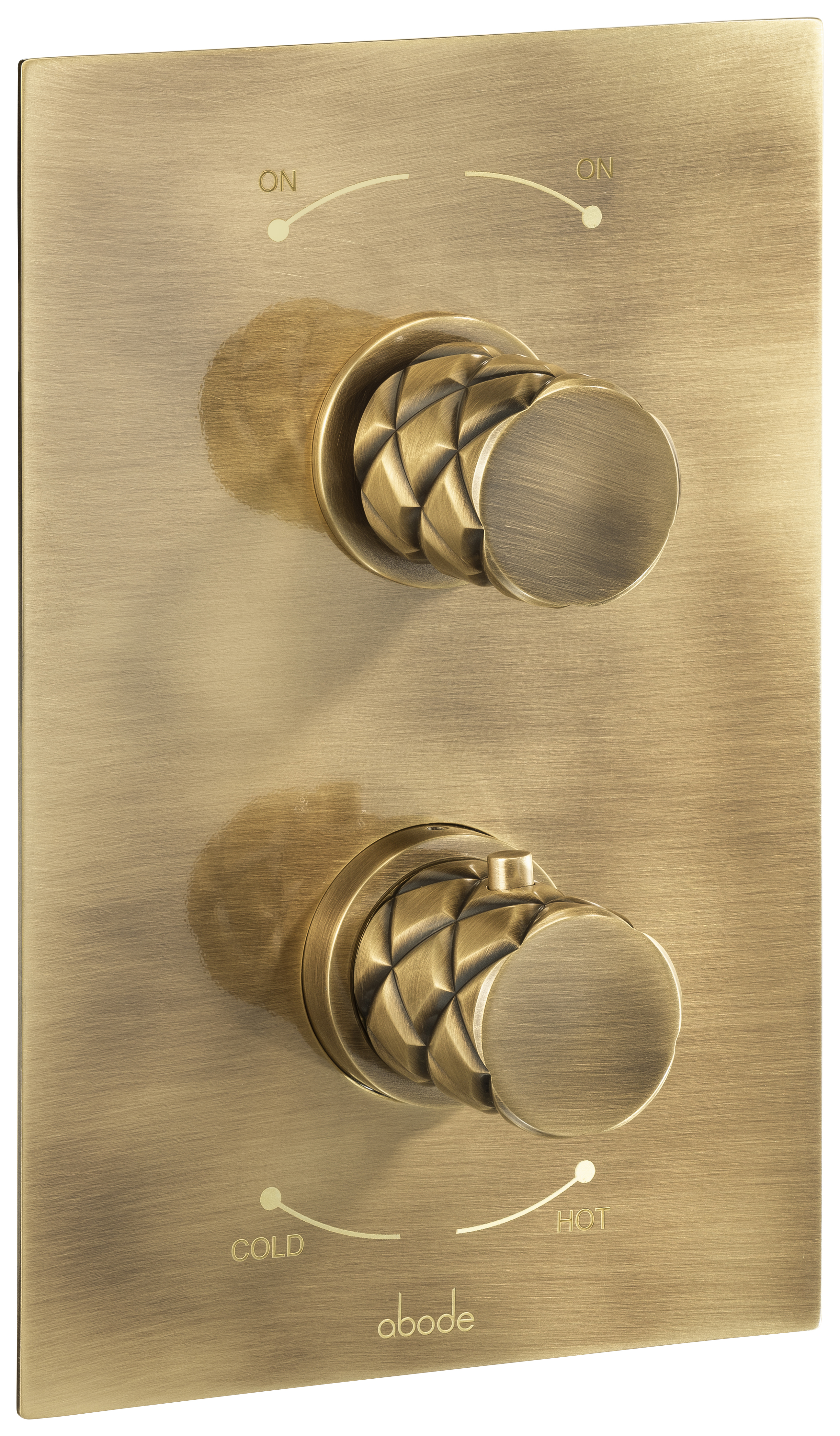 Image of Abode Kite 2 Handle & 2 Outlet Thermostatic Concealed Shower Valve - Antique Brass