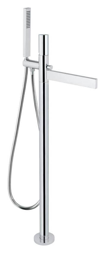 Image of Abode Cyclo Floor Standing Bath Filler With Shower Handset - Chrome