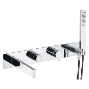 Abode Cyclo Wall Mounted Bath Shower Mixer with Shower Handset - Chrome