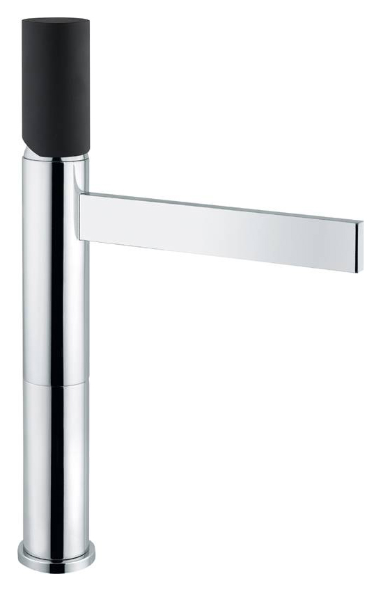 Image of Abode Cyclo Tall Monobloc Basin Mixer Tap - Black & Chrome