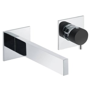 Abode Cyclo Wall Mounted 2 Hole Bath Filler Tap - Black & Chrome