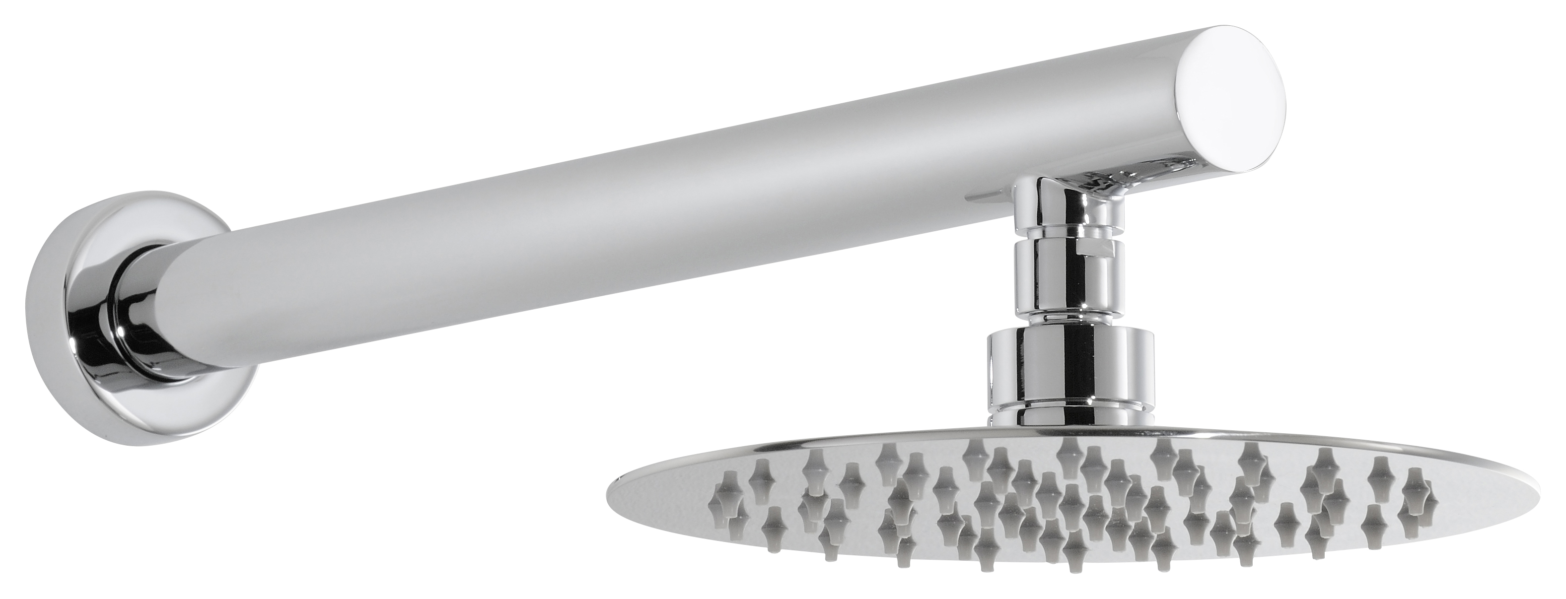 Image of Abode Storm Chrome Wall Mounted Round Shower Head & Arm - 200mm