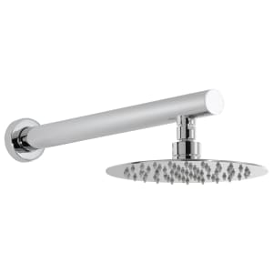 Abode Storm Chrome Wall Mounted Round Shower Head & Arm - 200mm