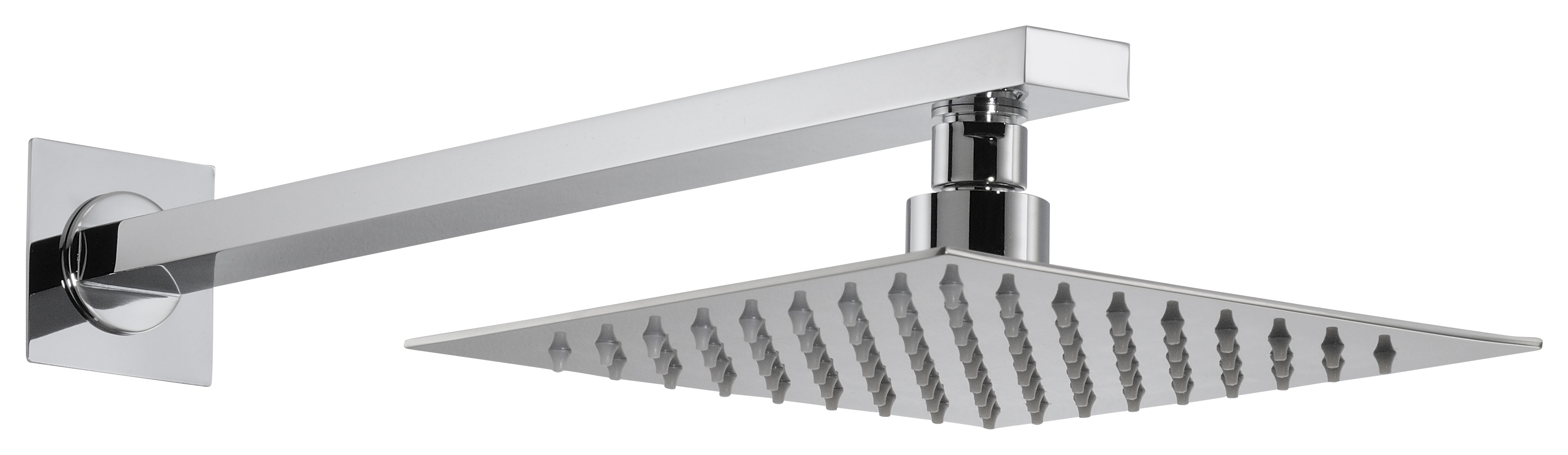 Image of Abode Storm Chrome Wall Mounted Square Shower Head & Arm - 200mm