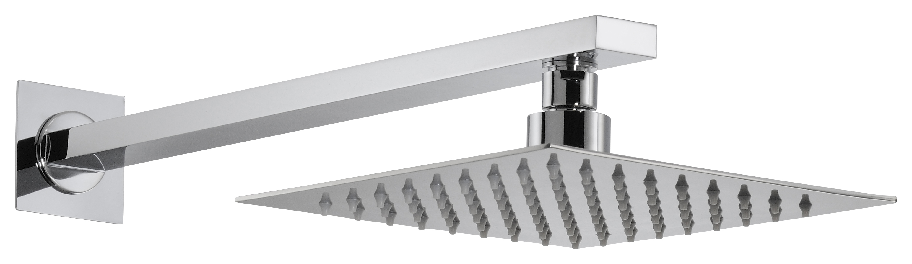 Abode Storm Chrome Wall Mounted Square Shower Head & Arm - 200mm