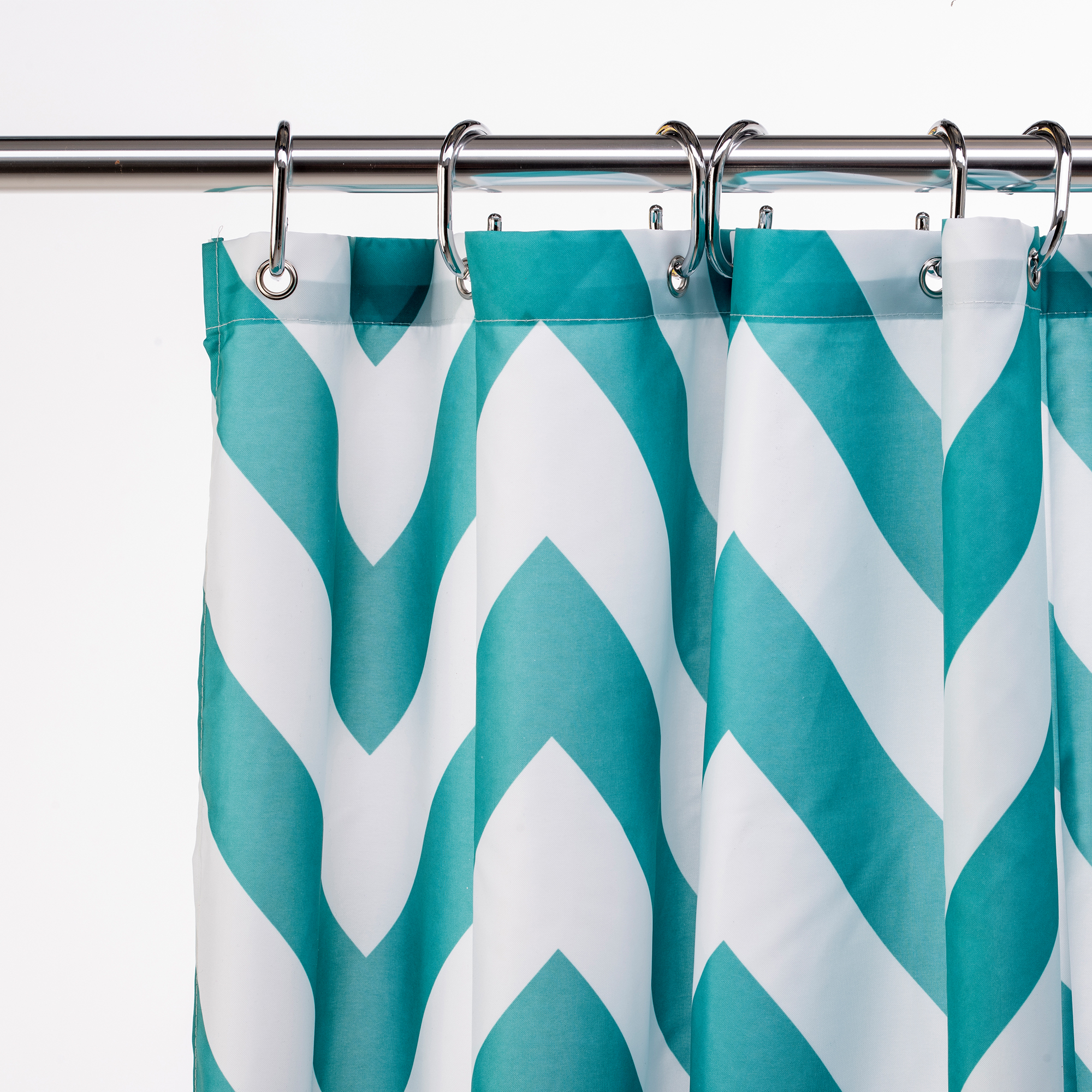 Image of Croydex Textile Shower Curtain - Aqua Chevron