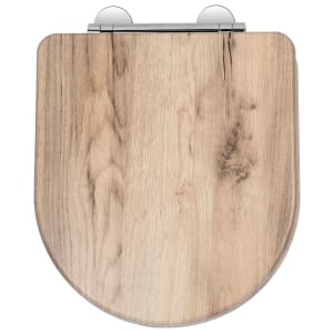 Croydex Varese Flexi-Fix D-Shaped Wooden Soft Close Toilet Seat - Grey Oak Effect