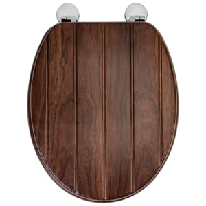 Croydex Molvena Fleix Fix Wooden Tongue & Groove Standard Close Toilet Seat - Walnut Effect