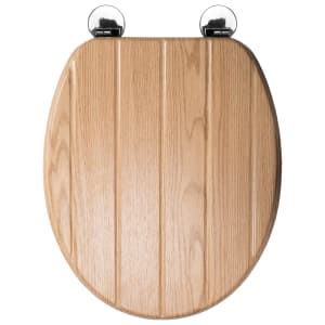 Croydex Geneva Fleix-Fix Wooden Standard Close Toilet Seat - Light Oak Effect
