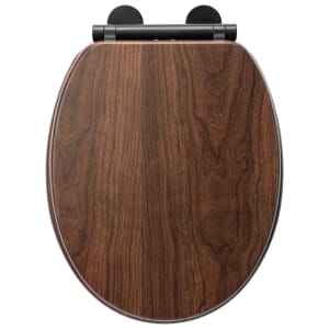 Croydex Walnut Flexi-Fix Wooden Soft Close Toilet Seat - Walnut