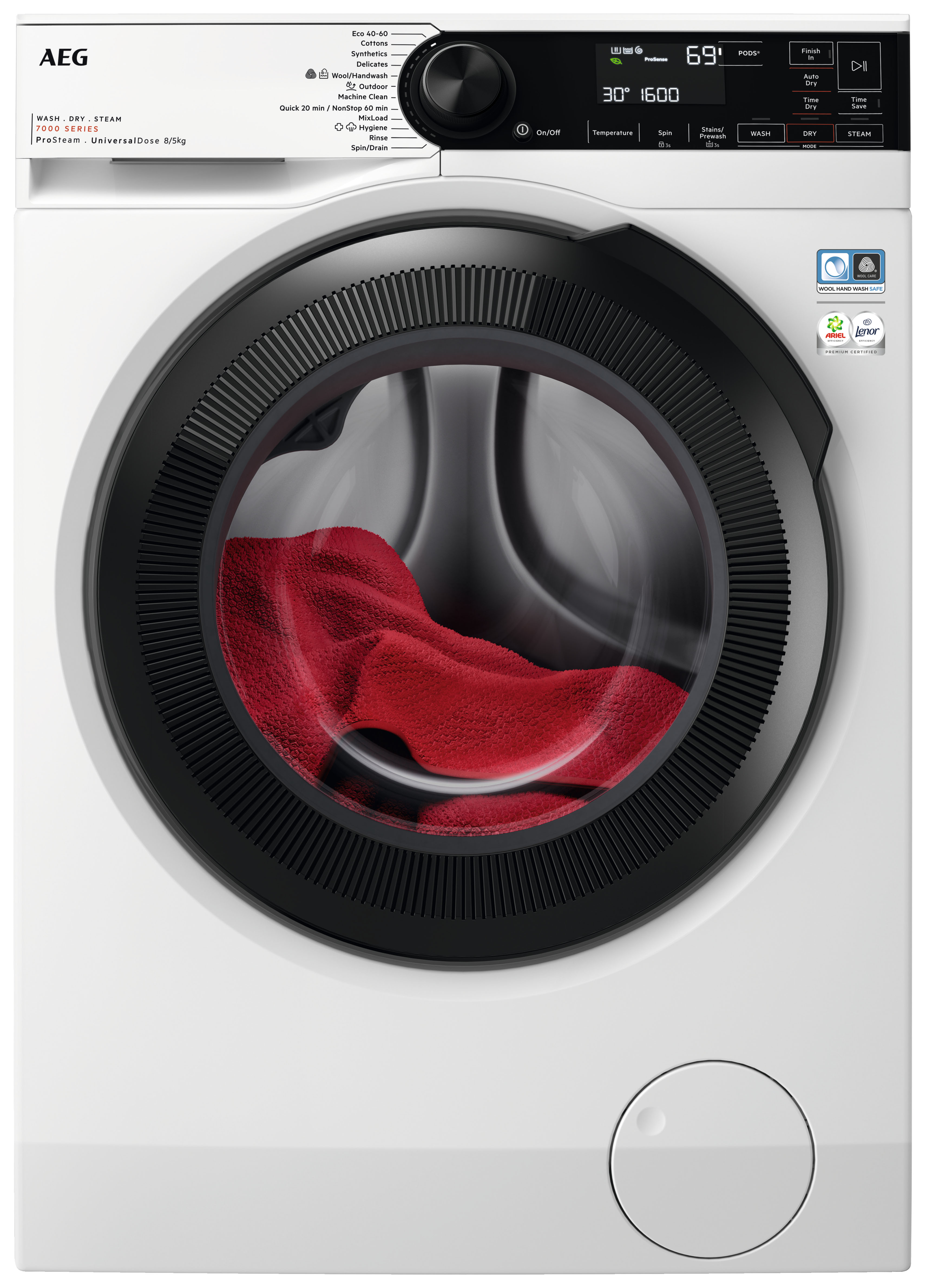 Image of AEG LWR7485M4U 7000 Series Washer Dryer- White