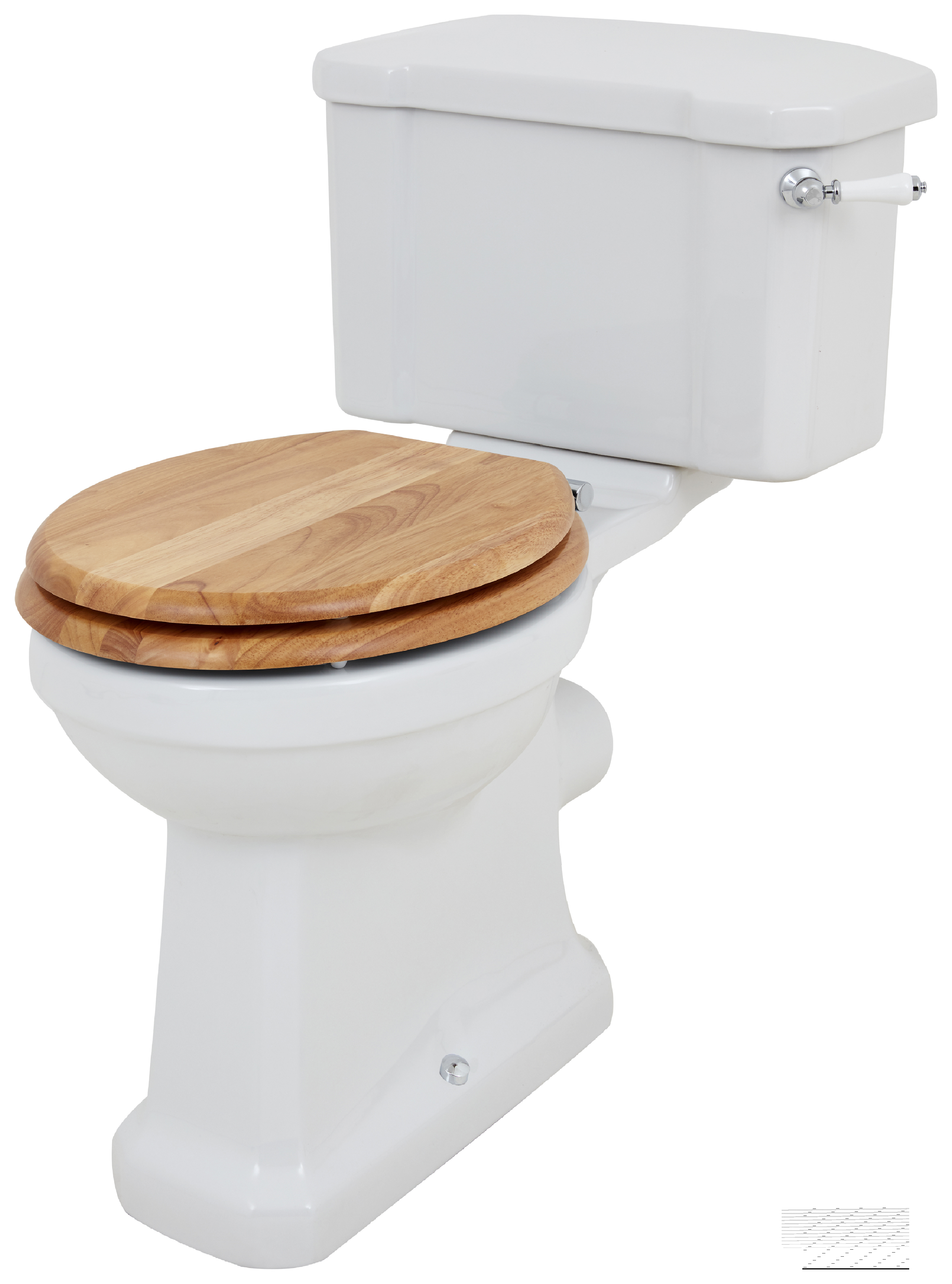 Wickes Oxford Traditional Close Coupled Comfort Height Toilet Pan, Cistern & Oak Soft Close Seat