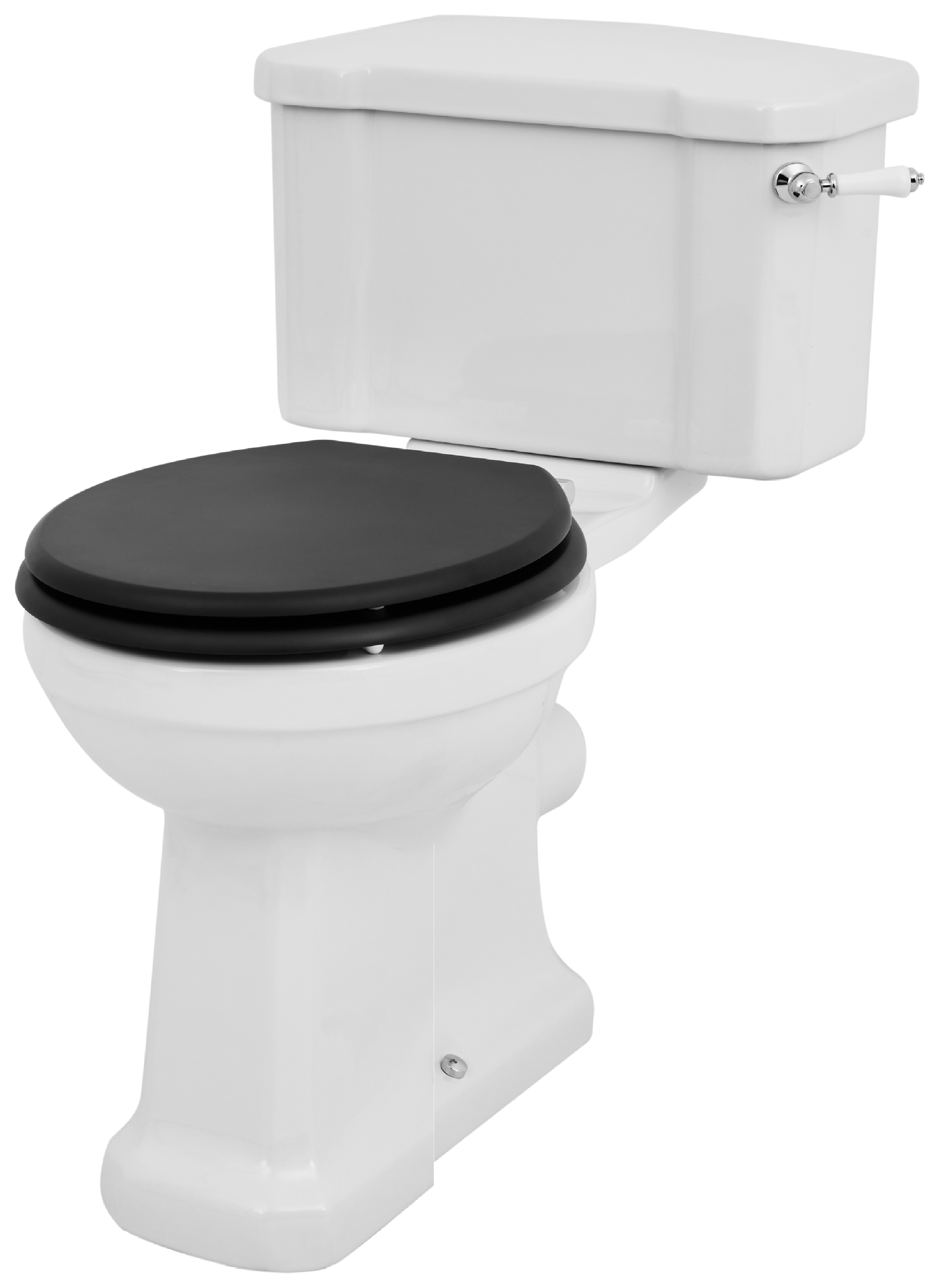 Wickes Oxford Traditional Close Coupled Comfort Height Toilet Pan, Cistern & Black Soft Close Seat