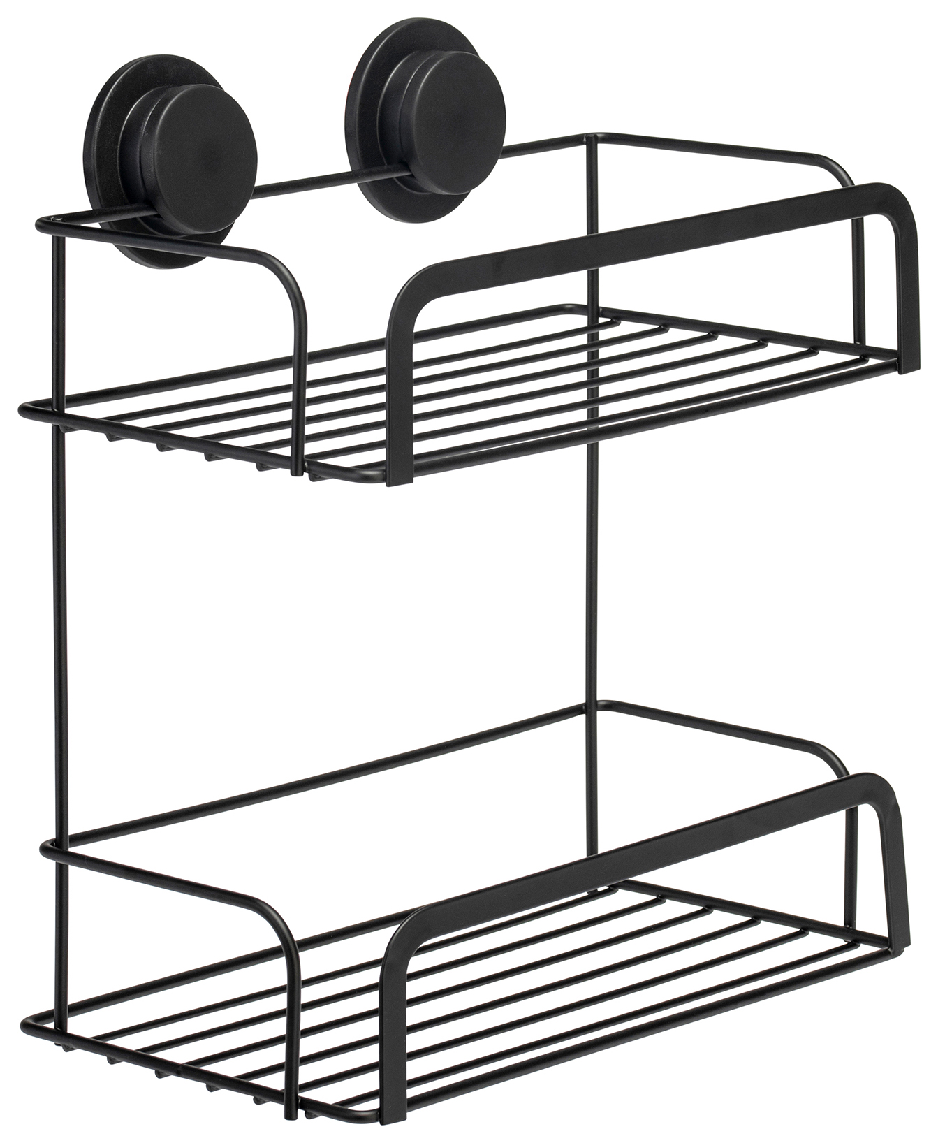 Croydex Stick n Lock Two Tier Cosmetic Basket - Matt Black