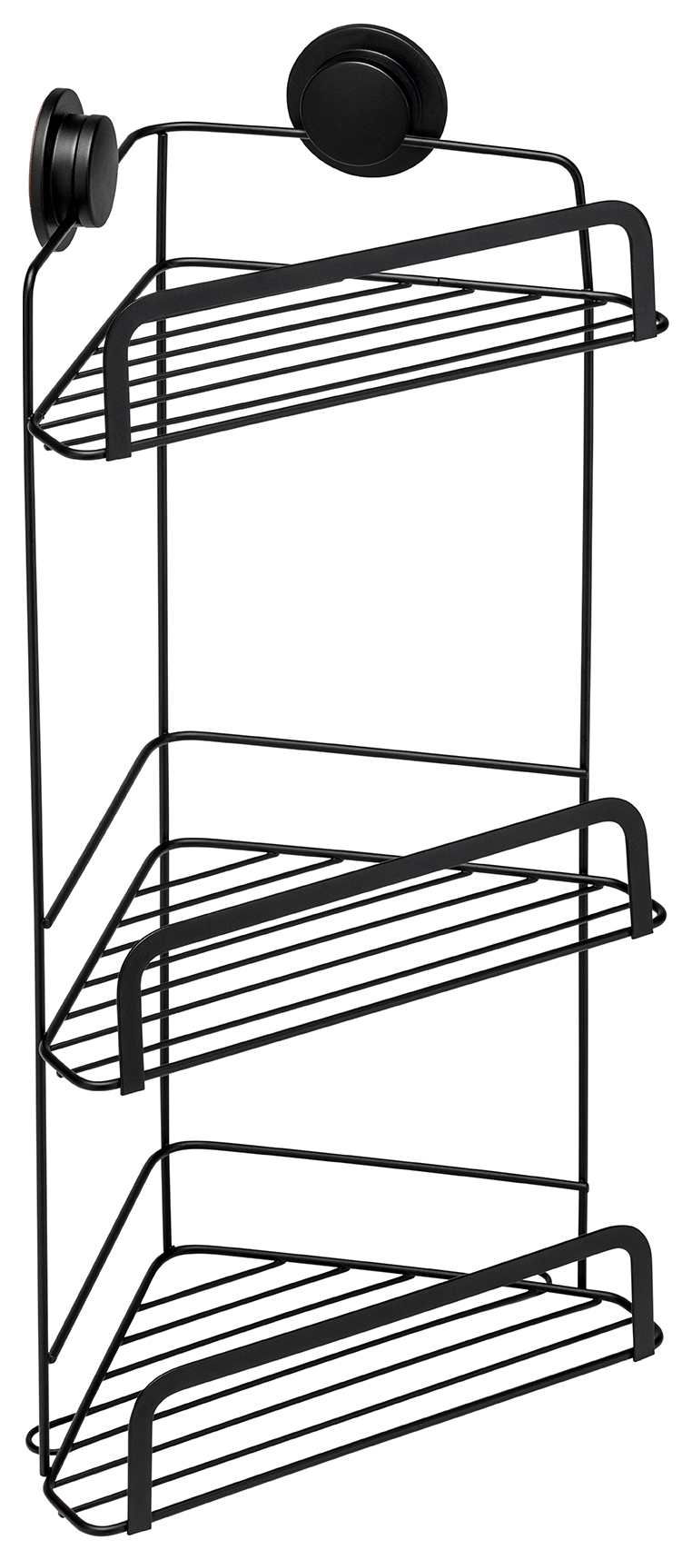 Croydex Stick ‘n’ Lock™ Three Tier Corner Basket - Matt Black