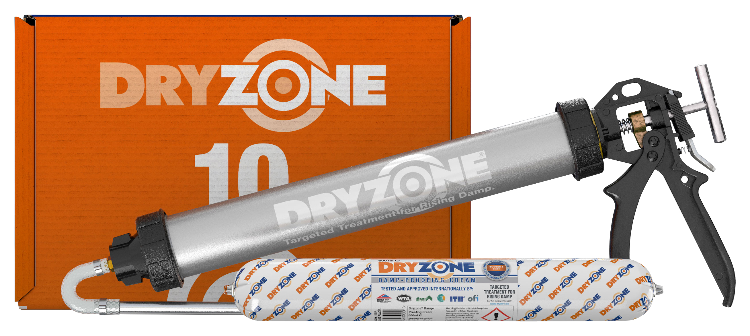 Image of Dryzone Damp Proof Course Cream Foil Cartridge Kit - 600ml - Pack of 10