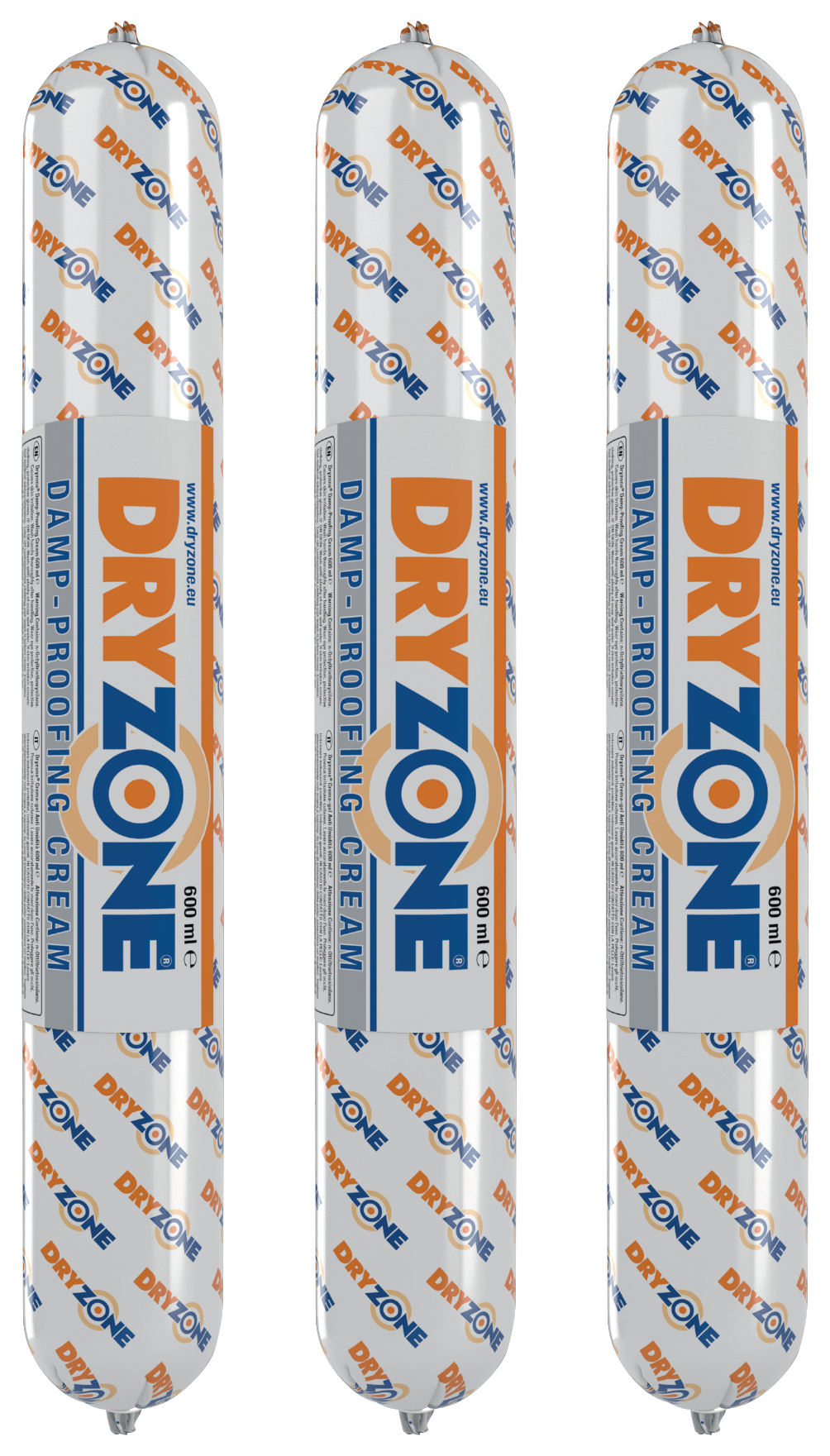 Dryzone Damp Proof Course Cream Foil Cartridge - 600ml - Pack of 3