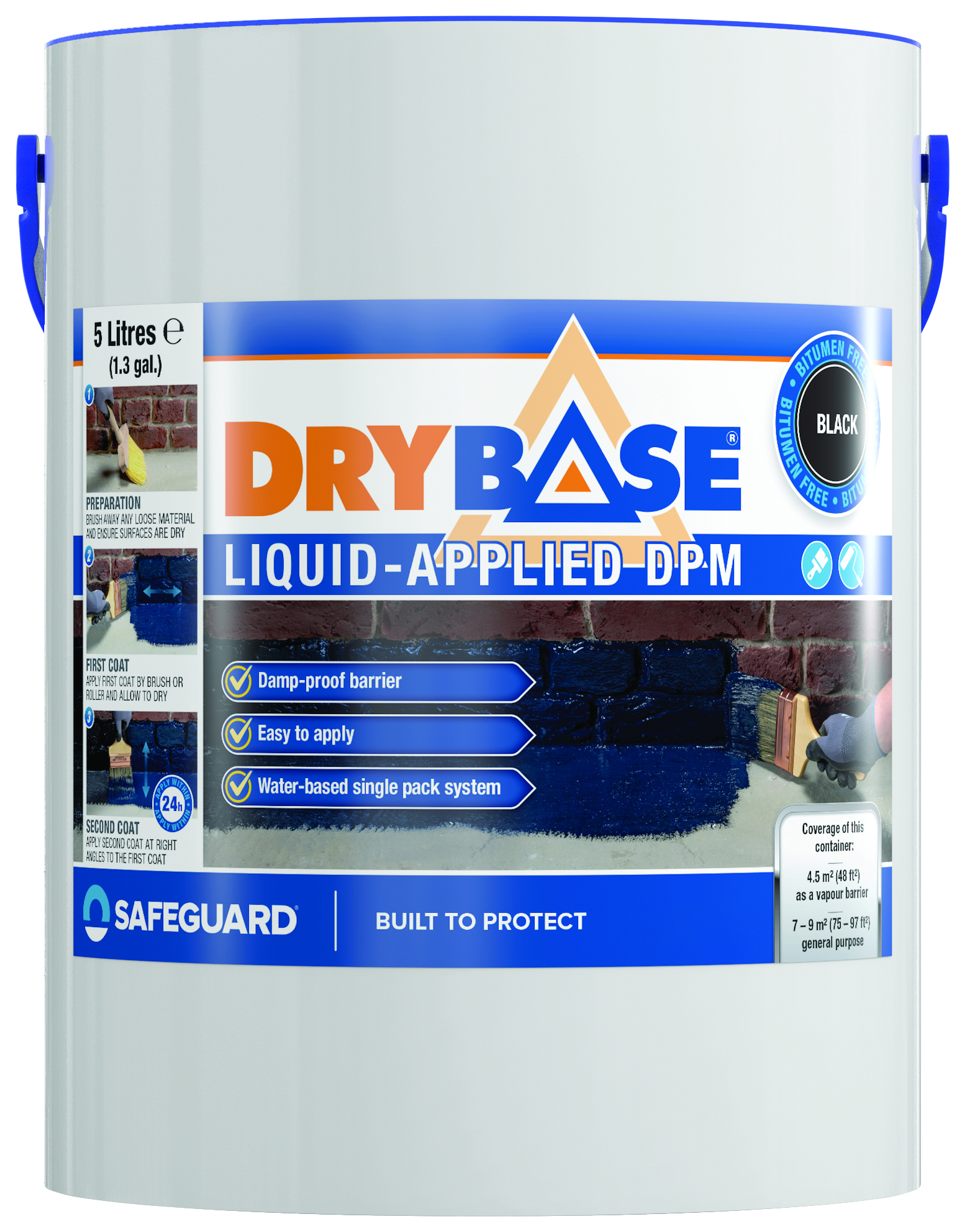 Image of Drybase Black Liquid Damp Proof Membrane - 5L