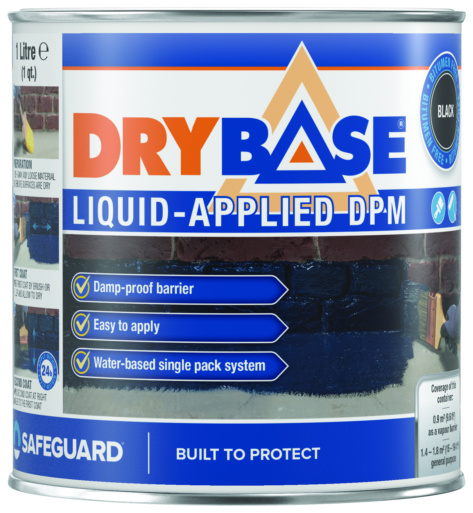 Drybase Black Liquid Damp Proof Membrane - 1L