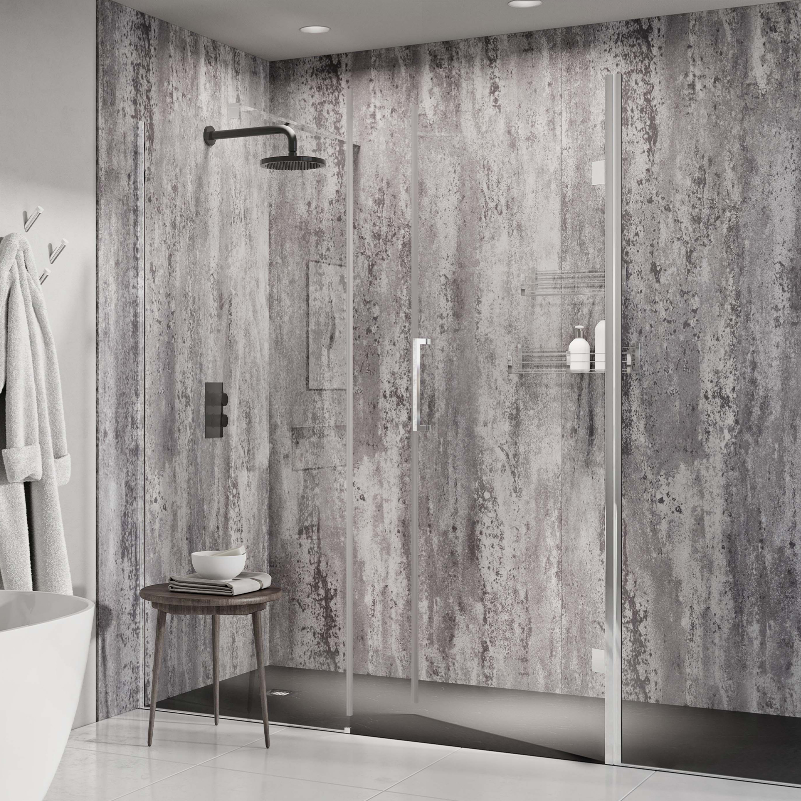 Image of Pura PVC Silver Retro Metallic Single Shower Panel - 2400 x 1000mm