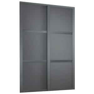 Spacepro Shaker Style 2 Graphite Frame and Panel Sliding Door Kit with Colour Matched Track