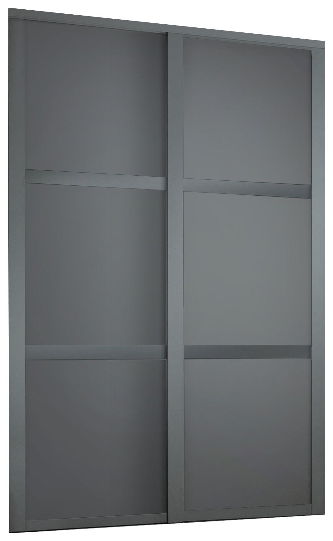 Spacepro Shaker Graphite Frame 3 Panel Sliding Door Kit with Colour Matched Track - 2 x 914mm