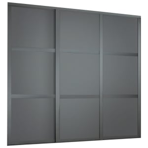 Spacepro Shaker Style 3 Graphite Frame and Panel Sliding Door Kit with Colour Matched Track