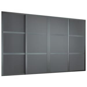 Spacepro Shaker Style 4 Graphite Frame and Panel Sliding Door Kit with Colour Matched Track
