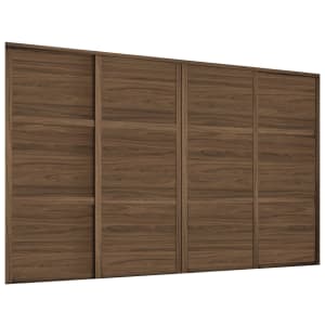 Spacepro Shaker Style 4 Carini Walnut Frame and Panel Sliding Door Kit with Colour Matched Track
