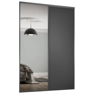 Spacepro Heritage Style 2 Graphite Panel & Mirror Sliding Door Kit with Colour Matched Track