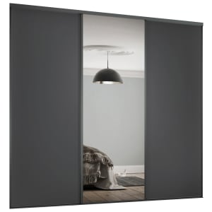 Spacepro Heritage Style 3 Graphite Panel & Mirror Sliding Door Kit with Colour Matched Track