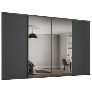 Spacepro Heritage Style 4 Graphite Panel & Mirror Sliding Door Kit with Colour Matched Track