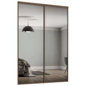 Spacepro Heritage Style 2 Carini Walnut Frame Mirror Sliding Door Kit with Colour Matched Track