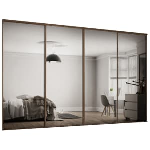 Spacepro Heritage Style 4 Carini Walnut Frame Mirror Sliding Door Kit with Colour Matched Track