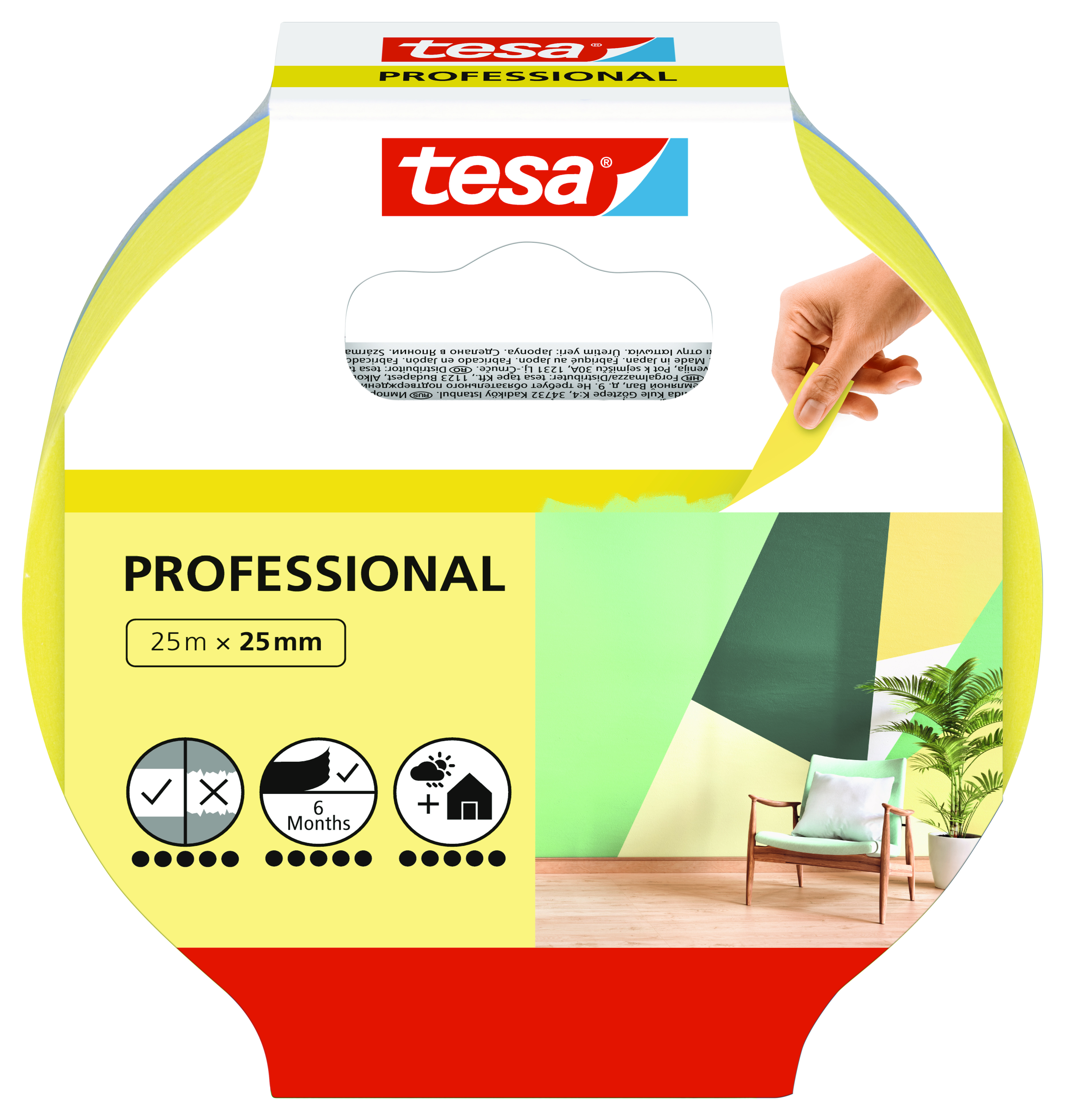 Image of Tesa Professional Indoor Masking Tape - 25mm x 25m