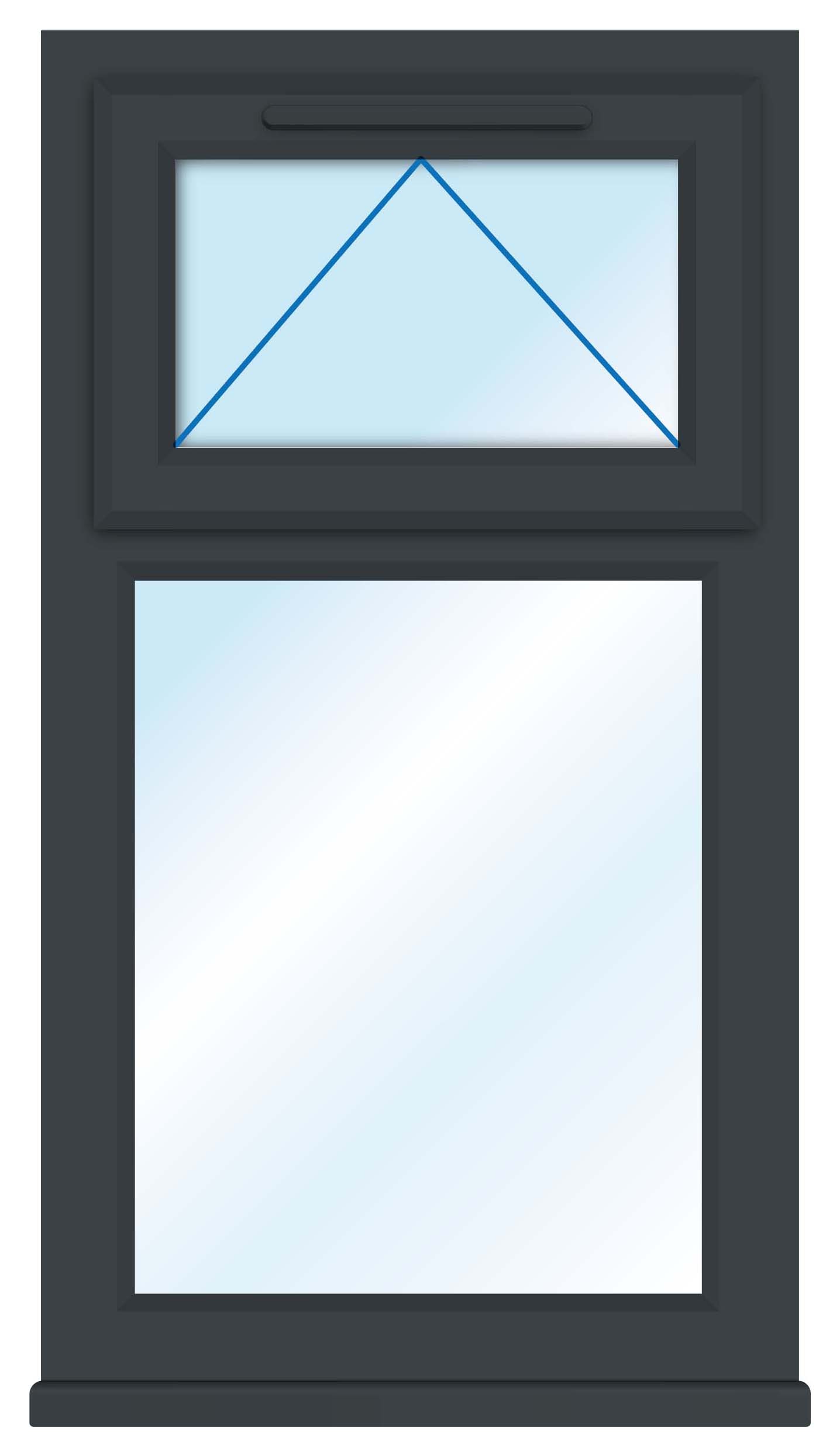 Euramax uPVC Grey Top Hung Obscure Glass Casement Window - 610 x 1010mm