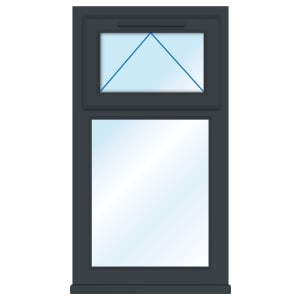 Euramax uPVC Grey Top Hung Obscure Glass Casement Window - 610 x 1010mm
