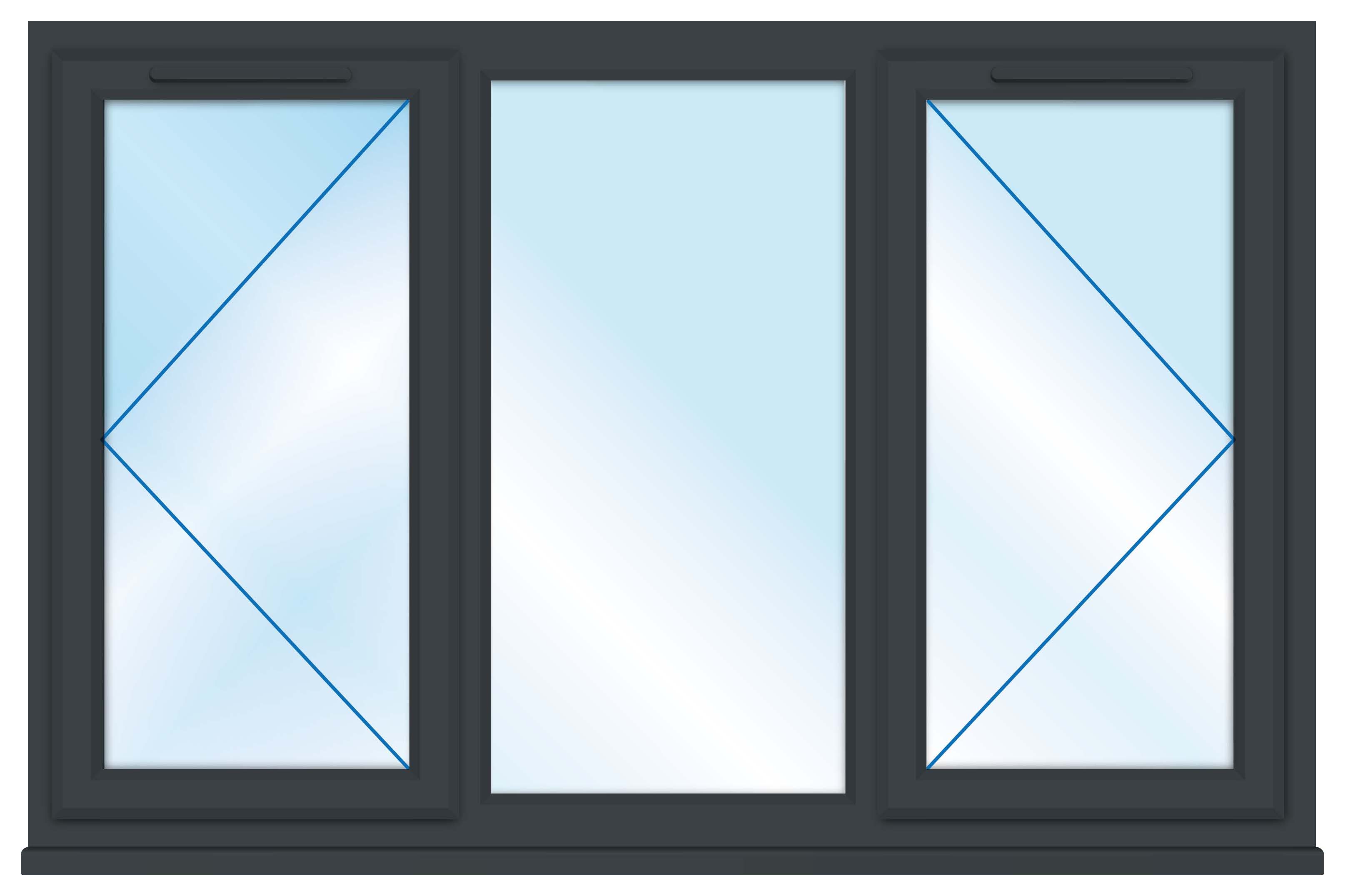 Image of Euramax uPVC Grey Right Side Hung & Top Hung Casement Window - 1190 x 1160mm