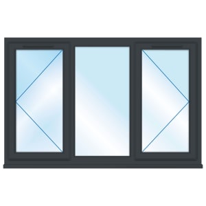Euramax uPVC Grey Right Side Hung & Top Hung Casement Window - 1190 x 1160mm