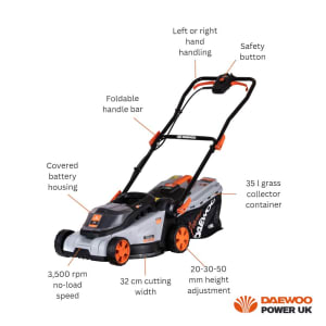 Image of Daewoo Cordless 18V Lawnmower - Bare