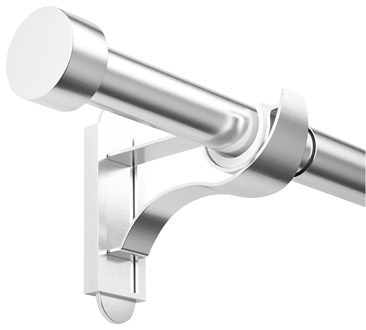 Rothley Extendable Curtain Pole Kit with Stud Finials - Brushed Stainless Steel 71-120cm