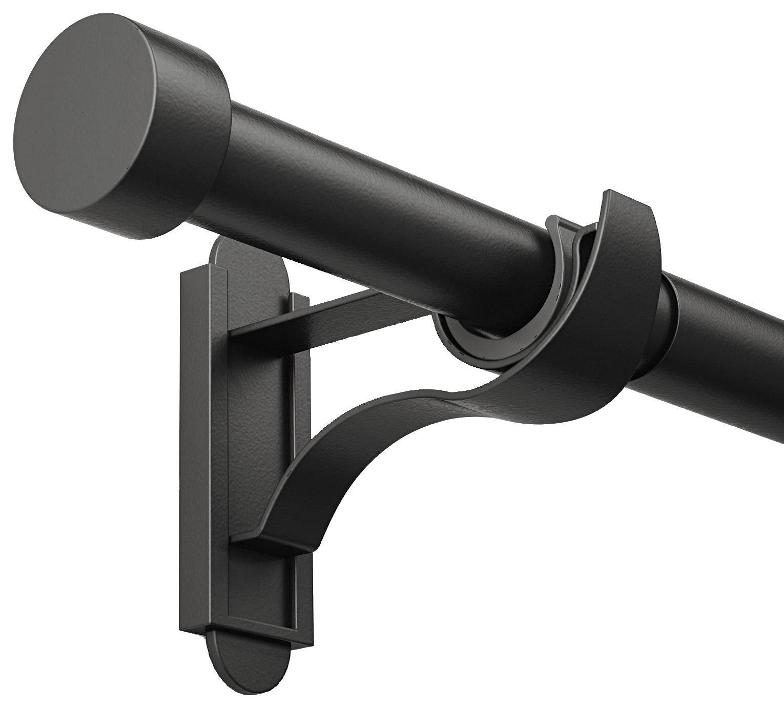 Rothley Extendable Curtain Pole Kit with Stud Finials - Matt Black 71-120cm