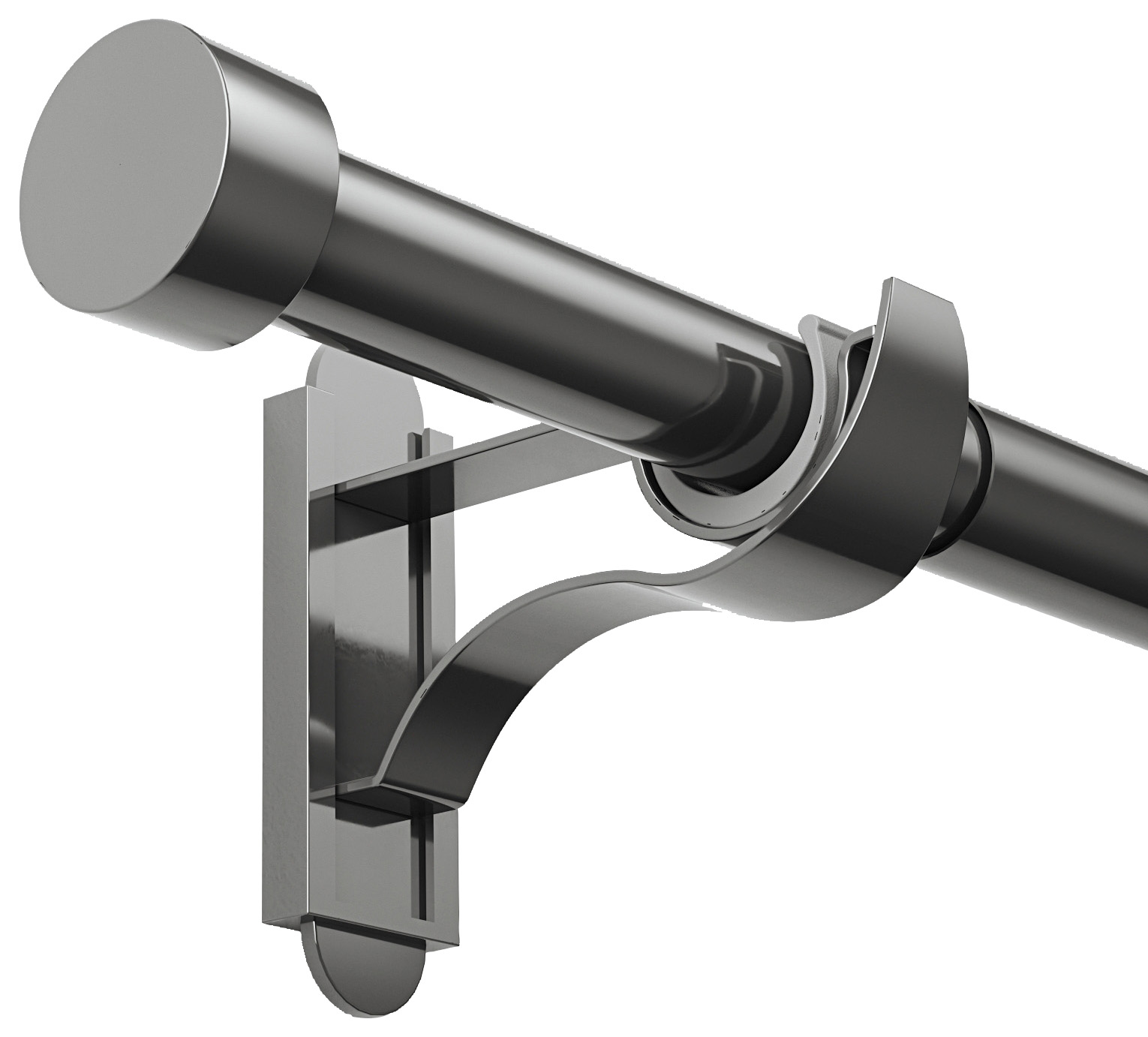 Rothley Extendable Curtain Pole Kit with Stud Finials - Shiny Gun Metal 71-120cm