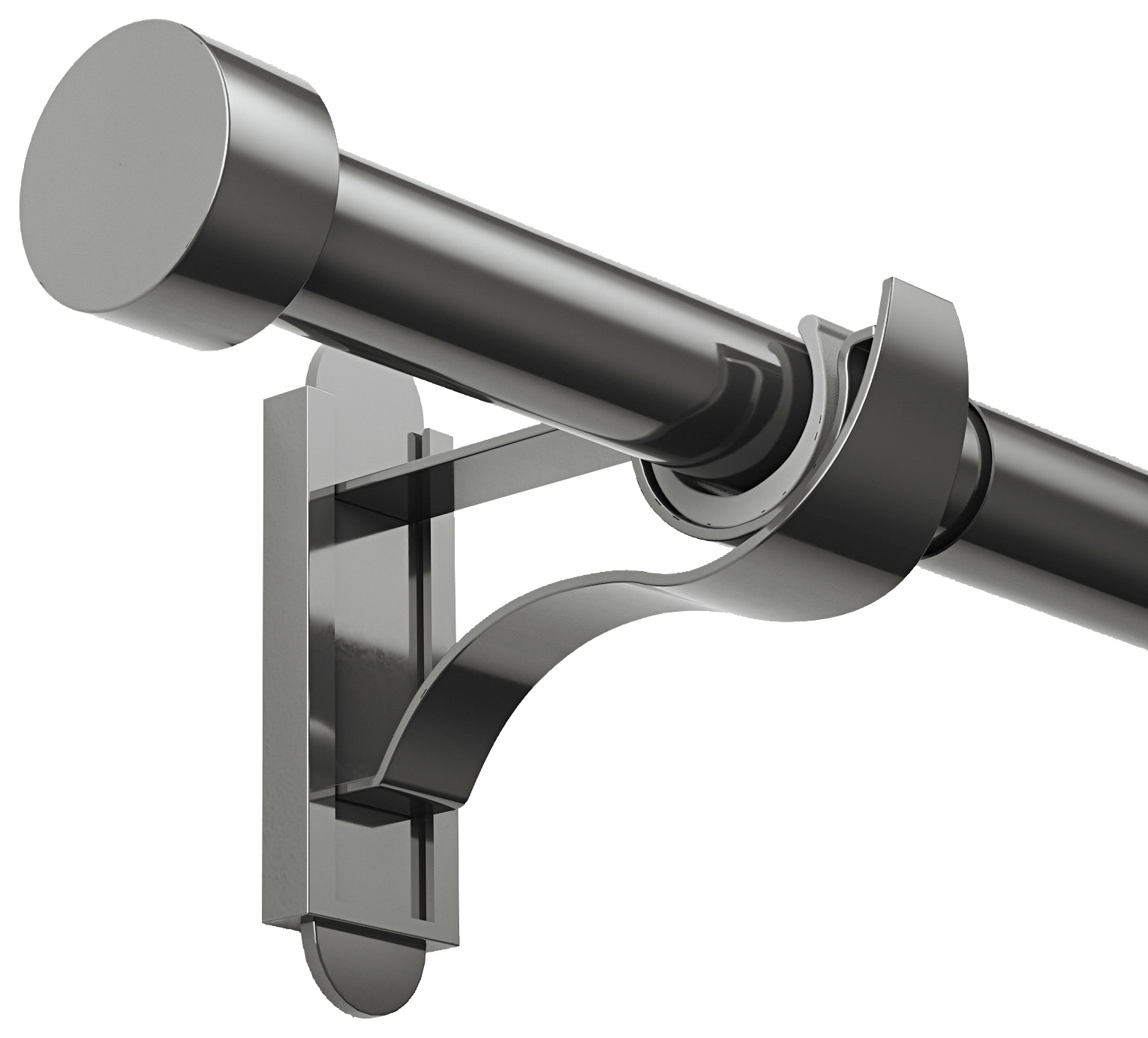 Image of Rothley Shiny Gunmetal Steel Extendable Curtain Pole with a Stud Finial - 125-216cm