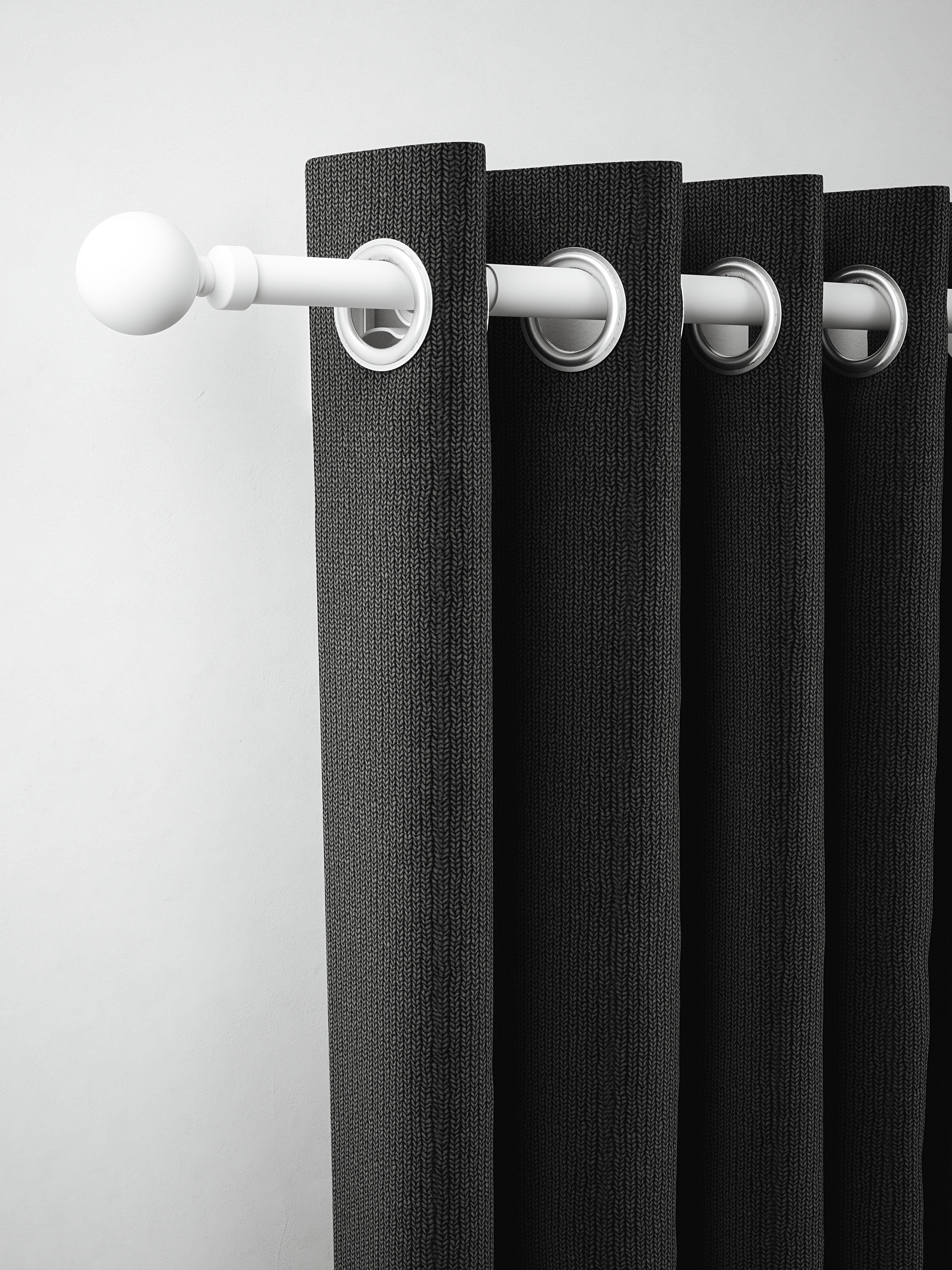 Image of Rothley Matt White Steel Extendable Curtain Pole with a Solid Orb Finial - 71-120cm