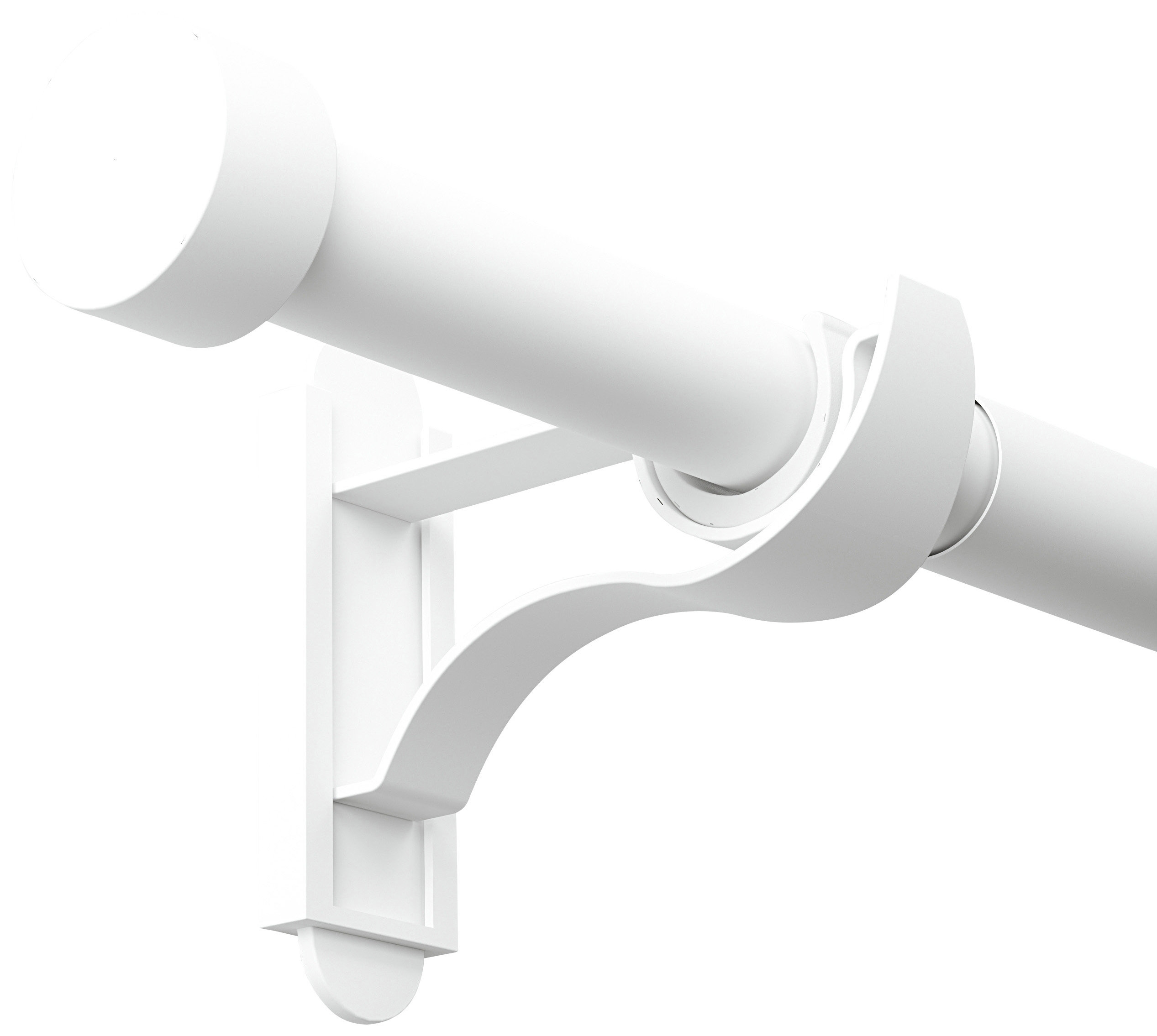 Image of Rothley Matt White Steel Extendable Curtain Pole with a Stud Finial - 71-120cm