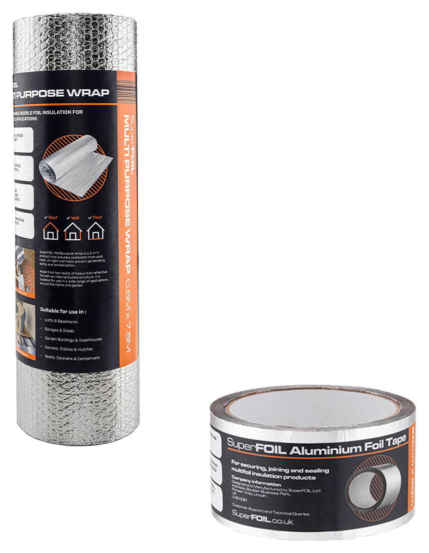 Image of SuperFOIL Multipurpose Insulation 0.6m x 7.5m and Foil Tape Set